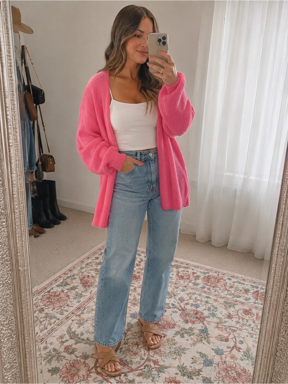 Cozy Open-Front Pink Women's Cardigan Sweater